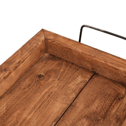 21" Natural Solid Wood Handmade Serving Tray With Handles HomeRoots