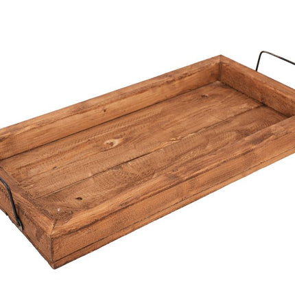 21" Natural Solid Wood Handmade Serving Tray With Handles HomeRoots