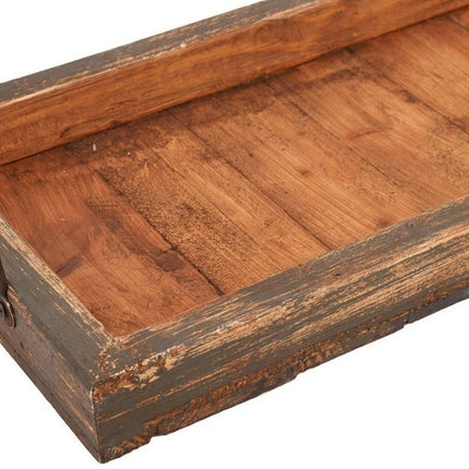 21" Natural Solid Wood Handmade Serving Tray With Handles HomeRoots