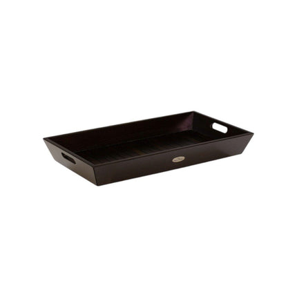 26" Black Solid Wood Handmade Serving Tray With Handles HomeRoots