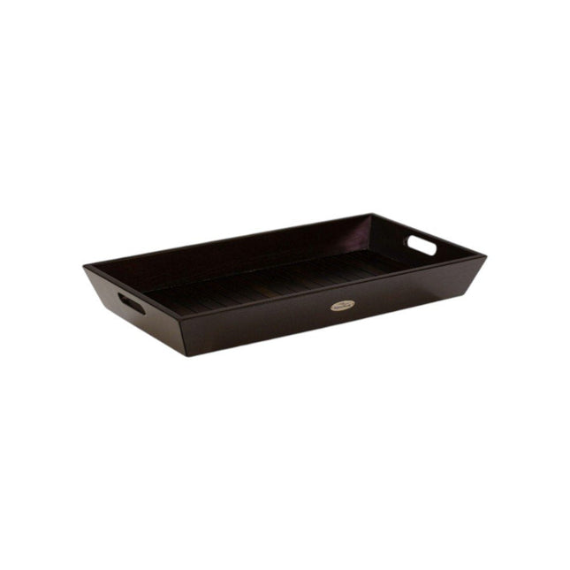 26" Black Solid Wood Handmade Serving Tray With Handles HomeRoots
