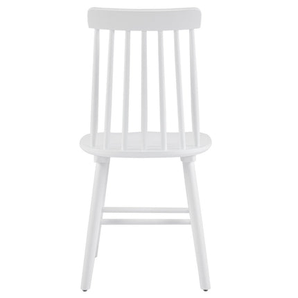 Set of Two White Solid Wood Windsor Back Dining Side Chairs