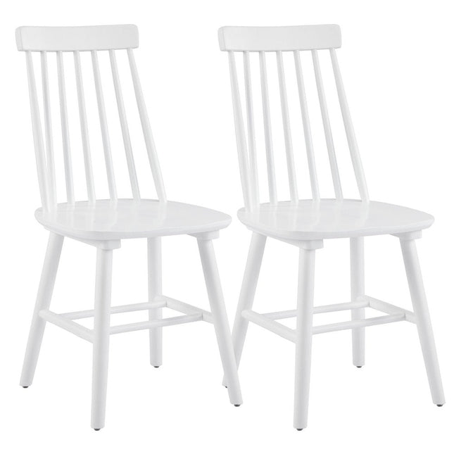 Set of Two White Solid Wood Windsor Back Dining Side Chairs HomeRoots