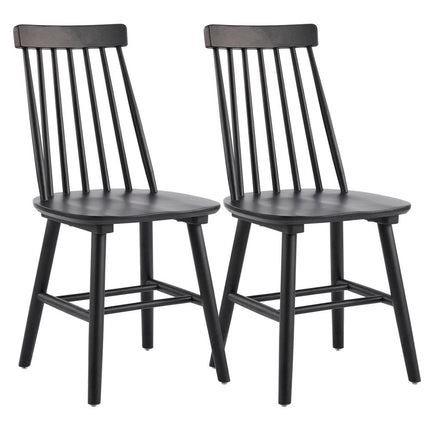 Set of Two Black Solid Wood Windsor Back Dining Side Chairs HomeRoots