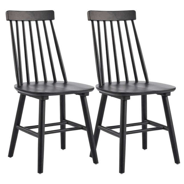 Set of Two Black Solid Wood Windsor Back Dining Side Chairs HomeRoots