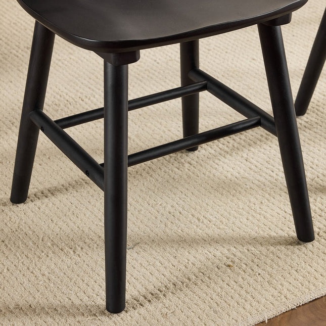 Set of Two Black Solid Wood Windsor Back Dining Side Chairs HomeRoots