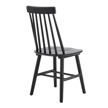 Set of Two Black Solid Wood Windsor Back Dining Side Chairs HomeRoots