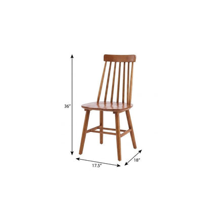 Set of Two Walnut Solid Wood Windsor Back Dining Side Chairs HomeRoots