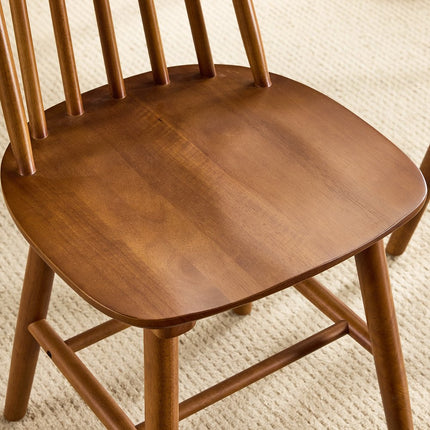 Set of Two Walnut Solid Wood Windsor Back Dining Side Chairs HomeRoots