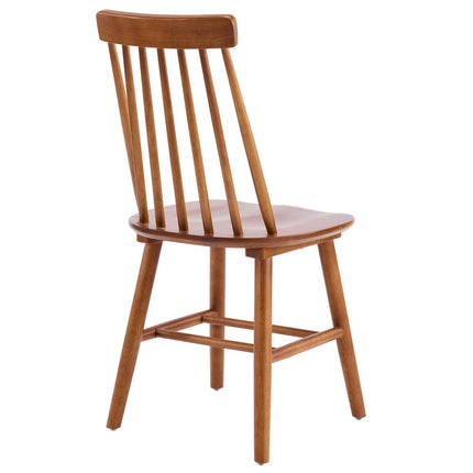 Set of Two Walnut Solid Wood Windsor Back Dining Side Chairs HomeRoots