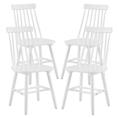 Set of Four White Solid Wood Windsor Back Dining Side Chairs HomeRoots