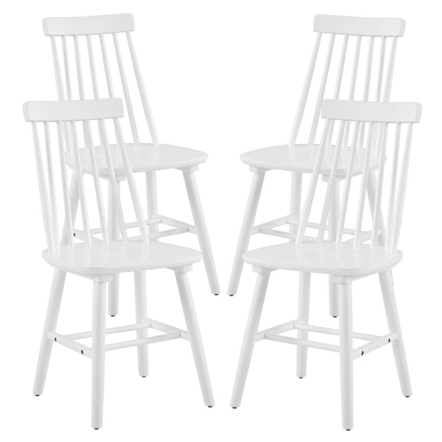 Set of Four White Solid Wood Windsor Back Dining Side Chairs HomeRoots