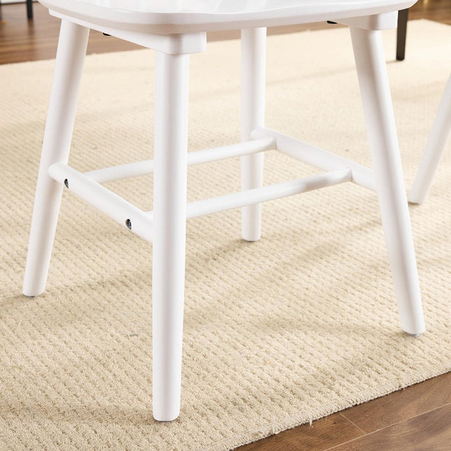 Set of Four White Solid Wood Windsor Back Dining Side Chairs HomeRoots