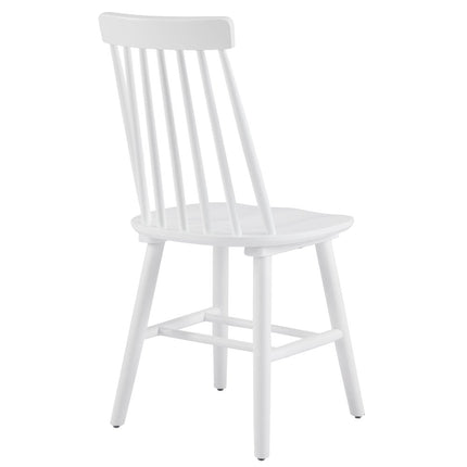 Set of Four White Solid Wood Windsor Back Dining Side Chairs