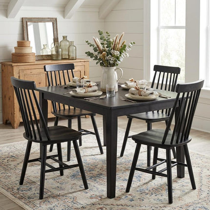 Set of Four Black Solid Wood Windsor Back Dining Side Chairs HomeRoots