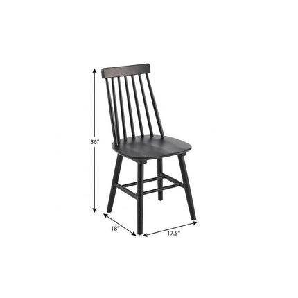 Set of Four Black Solid Wood Windsor Back Dining Side Chairs HomeRoots