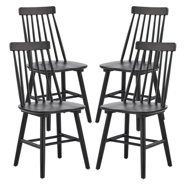 Set of Four Black Solid Wood Windsor Back Dining Side Chairs HomeRoots