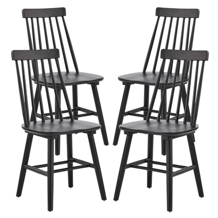 Set of Four Black Solid Wood Windsor Back Dining Side Chairs HomeRoots