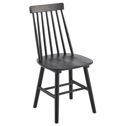 Set of Four Black Solid Wood Windsor Back Dining Side Chairs HomeRoots