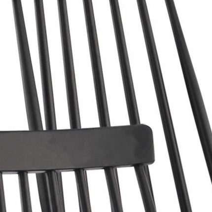 Set of Four Black Solid Wood Windsor Back Dining Side Chairs