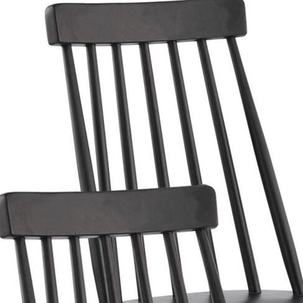 Set of Four Black Solid Wood Windsor Back Dining Side Chairs HomeRoots