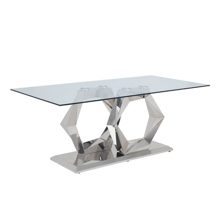 ACME 72470 Gianna Dining Table, Clear Glass & Stainless Steel
