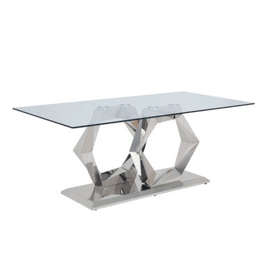 ACME 72470 Gianna Dining Table, Clear Glass & Stainless Steel ACME Furniture