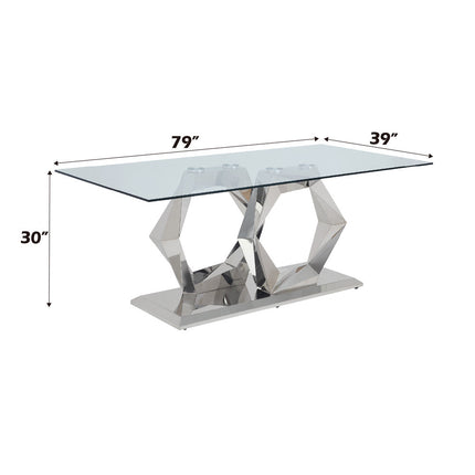 ACME 72470 Gianna Dining Table, Clear Glass & Stainless Steel