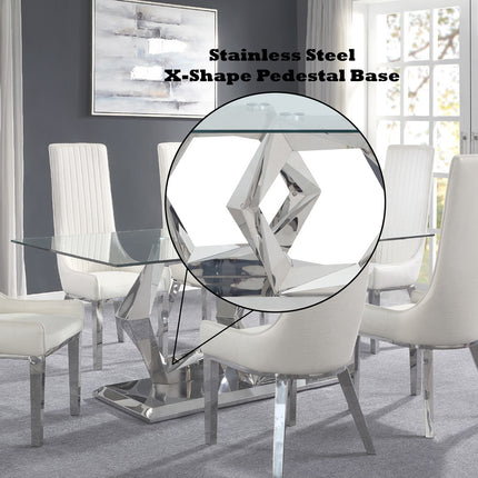 ACME 72470 Gianna Dining Table, Clear Glass & Stainless Steel
