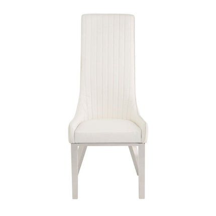 ACME 72473 Gianna Dining Chair (Set-2), Cream White PU & Stainless Steel