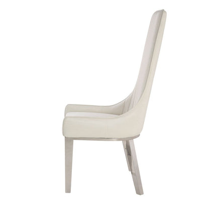 ACME 72473 Gianna Dining Chair (Set-2), Cream White PU & Stainless Steel
