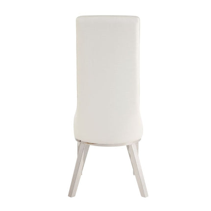 ACME 72473 Gianna Dining Chair (Set-2), Cream White PU & Stainless Steel
