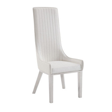 ACME 72473 Gianna Dining Chair (Set-2), Cream White PU & Stainless Steel ACME Furniture