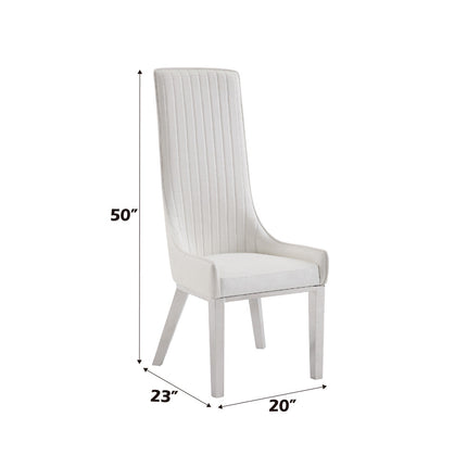 ACME 72473 Gianna Dining Chair (Set-2), Cream White PU & Stainless Steel