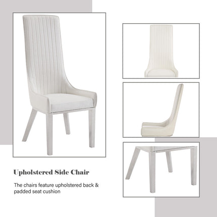 ACME 72473 Gianna Dining Chair (Set-2), Cream White PU & Stainless Steel