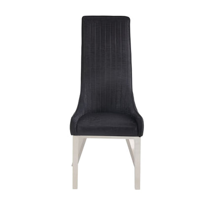 ACME 72474 Gianna Dining Chair (Set-2), Black PU & Stainless Steel