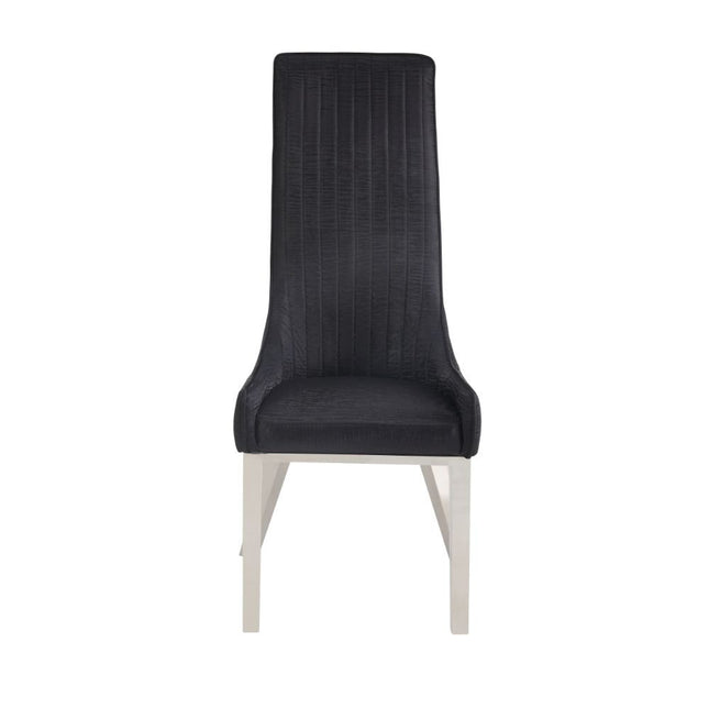 ACME 72474 Gianna Dining Chair (Set-2), Black PU & Stainless Steel