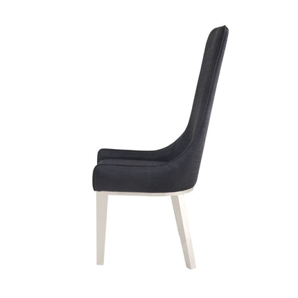 ACME 72474 Gianna Dining Chair (Set-2), Black PU & Stainless Steel