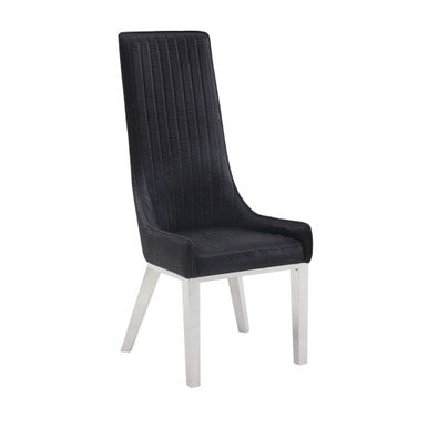 ACME 72474 Gianna Dining Chair (Set-2), Black PU & Stainless Steel ACME Furniture