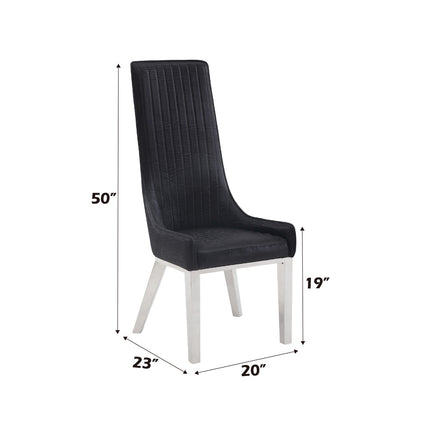 ACME 72474 Gianna Dining Chair (Set-2), Black PU & Stainless Steel