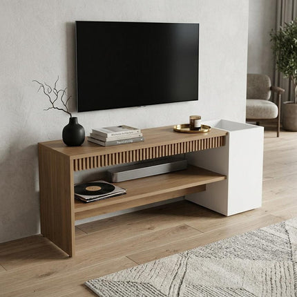 36" Beige Wood Fireplace Entertainment Center HomeRoots