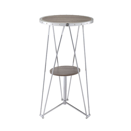 ACME 72575 Jarvis Bar Table, Gray Oak & Chrome