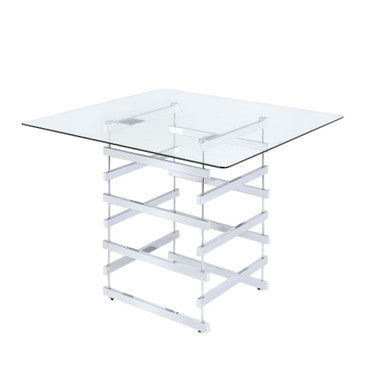 ACME 72590 Nadie Counter Height Table, Chrome & Clear Glass (1Set/2Ctn) ACME Furniture