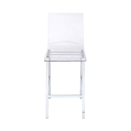 ACME 72592 Nadie Counter Height Chair (Set-2), Clear Acrylic & Chrome