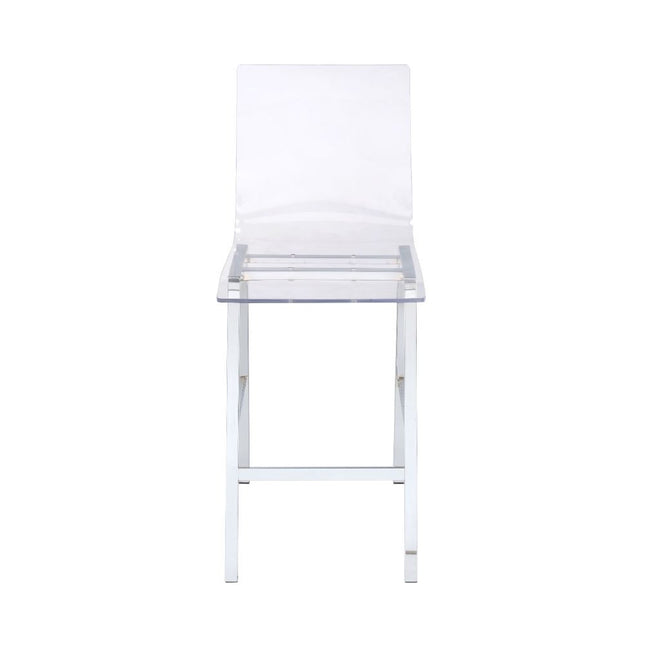 ACME 72592 Nadie Counter Height Chair (Set-2), Clear Acrylic & Chrome