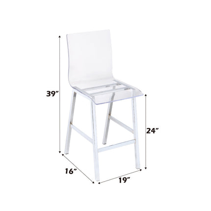 ACME 72592 Nadie Counter Height Chair (Set-2), Clear Acrylic & Chrome
