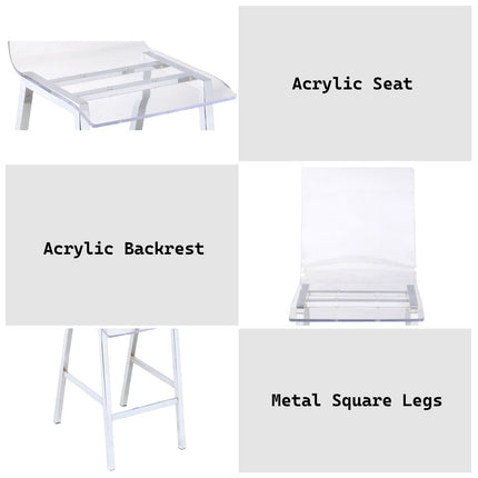 ACME 72592 Nadie Counter Height Chair (Set-2), Clear Acrylic & Chrome