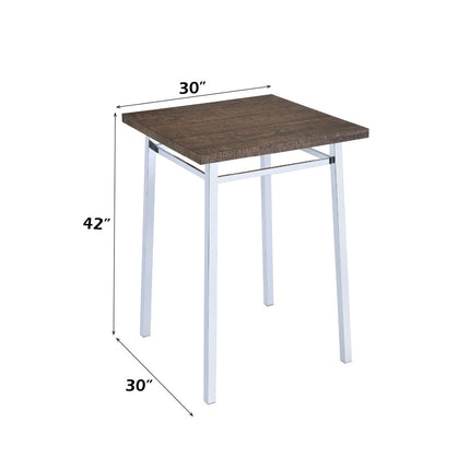 ACME 72595 Nadie Bar Table, Oak & Chrome