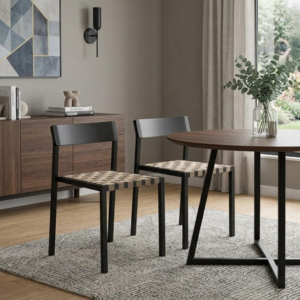 Set of Two Black Aluminum Open Back Dining Side Chairs