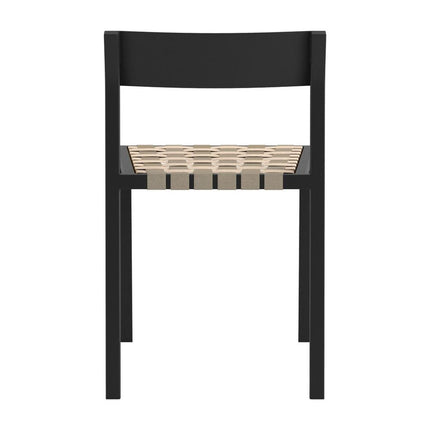 Set of Two Black Aluminum Open Back Dining Side Chairs